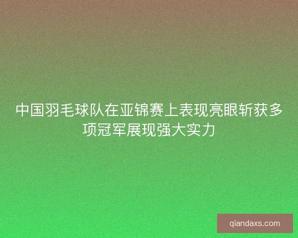 中国羽毛球队在亚锦赛上表现亮眼斩获多项冠军展现强大实力